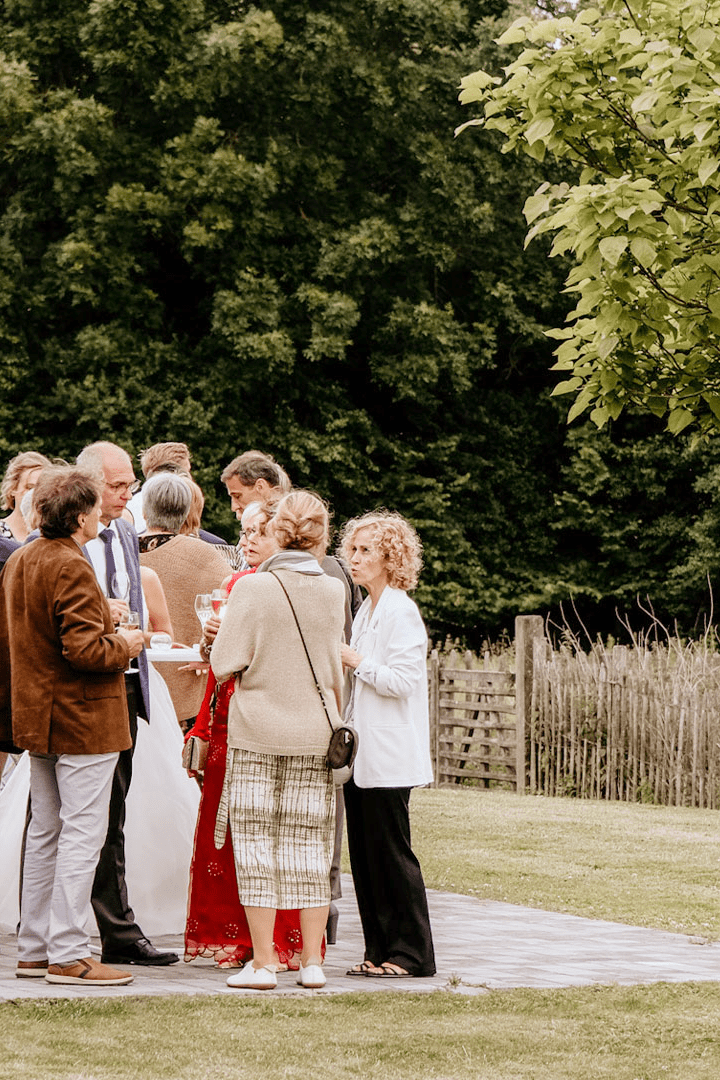 People talking Terrace Haillebaude